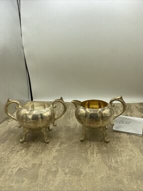 Vintage 50's-60's Sheridan Silver on Copper Footed Sugar Bowl & Creamer-no lid